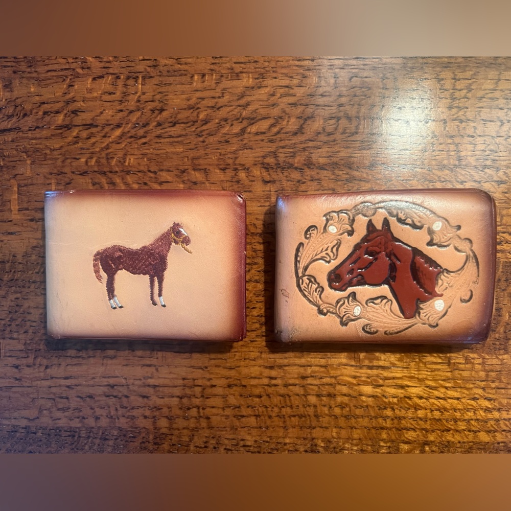 Set of 2 Vintage Tony Lama Genuine Leather Wallets